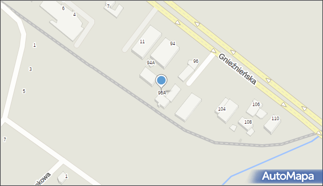 Koszalin, Gnieźnieńska, 96A, mapa Koszalina