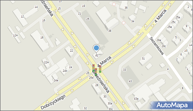 Koszalin, Gnieźnieńska, 41, mapa Koszalina