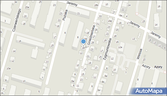 Kraków, Gnieźnieńska, 14, mapa Krakowa