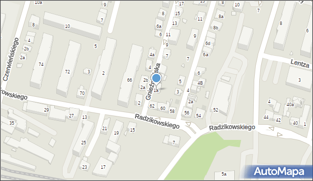 Kraków, Gnieźnieńska, 1a, mapa Krakowa