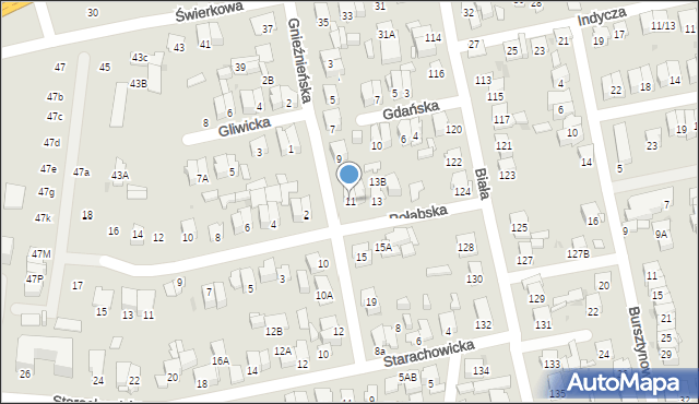 Radom, Gnieźnieńska, 11, mapa Radomia