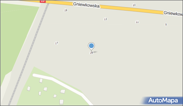 Toruń, Gniewkowska, 15, mapa Torunia