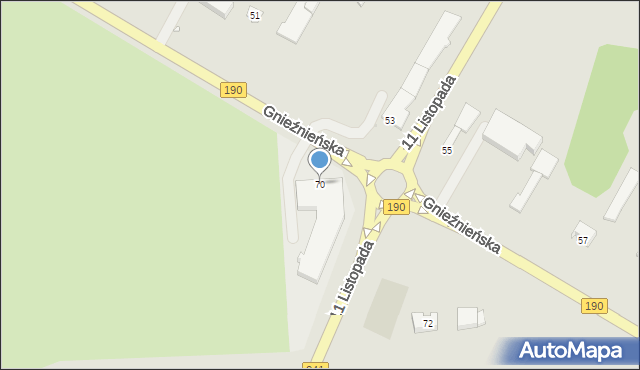 Wągrowiec, Gnieźnieńska, 70, mapa Wągrowiec