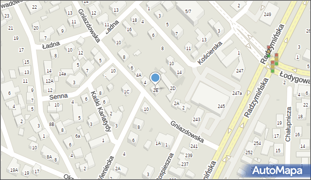 Warszawa, Gniazdowska, 2E, mapa Warszawy