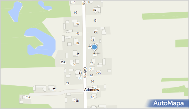 Adamów, Górna, 74, mapa Adamów