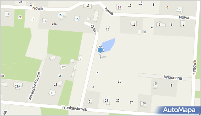 Adamów-Parcel, Górna, 8, mapa Adamów-Parcel