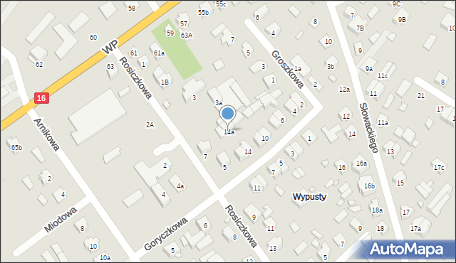 Augustów, Goryczkowa, 14a, mapa Augustów