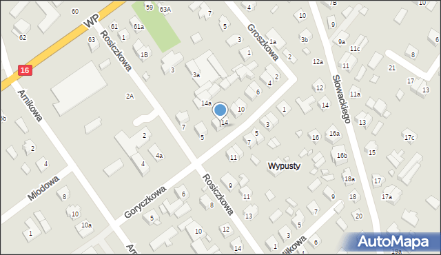 Augustów, Goryczkowa, 16, mapa Augustów