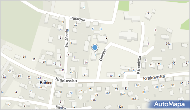 Babice, Gołąba Jana, dr., 1, mapa Babice