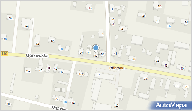 Baczyna, Gorzowska, 52, mapa Baczyna