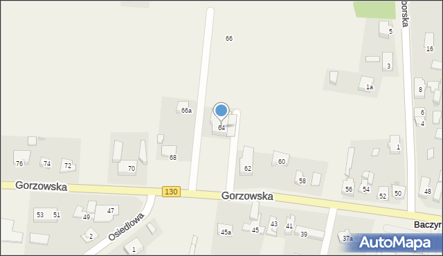 Baczyna, Gorzowska, 64, mapa Baczyna