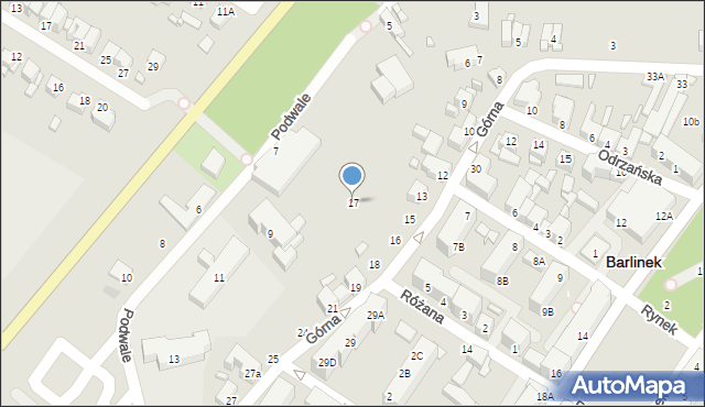 Barlinek, Górna, 17, mapa Barlinek