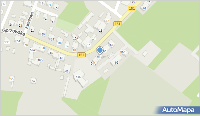 Barlinek, Gorzowska, 64D, mapa Barlinek