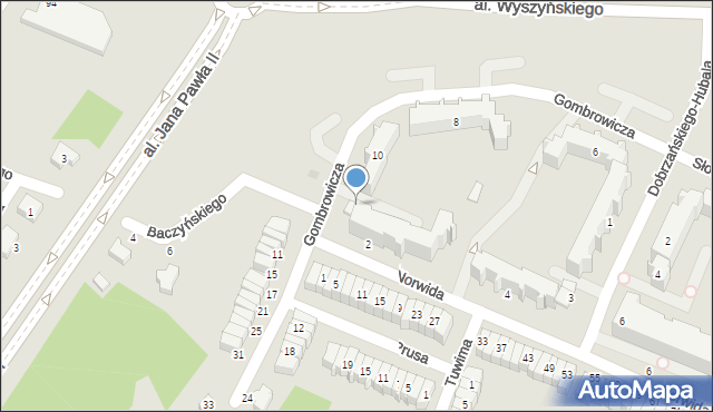 Bełchatów, Gombrowicza Witolda, 10a, mapa Bełchatów
