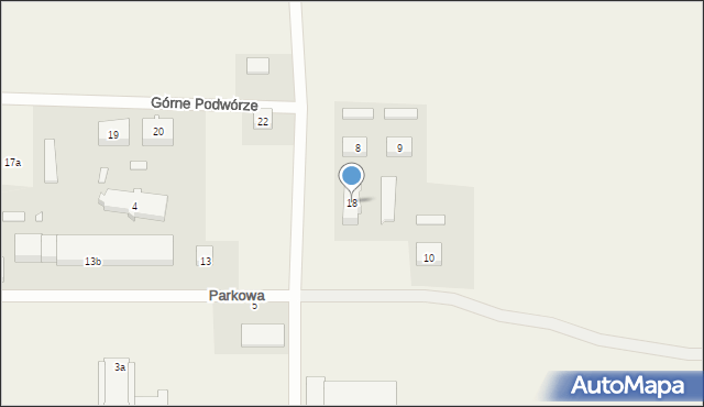 Biała, Górne Podwórze, 18, mapa Biała