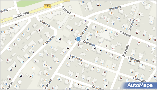 Białe Błota, Gontowa, 1, mapa Białe Błota