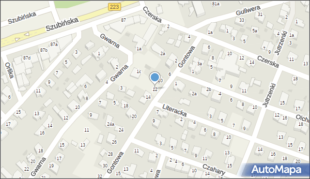 Białe Błota, Gontowa, 12, mapa Białe Błota