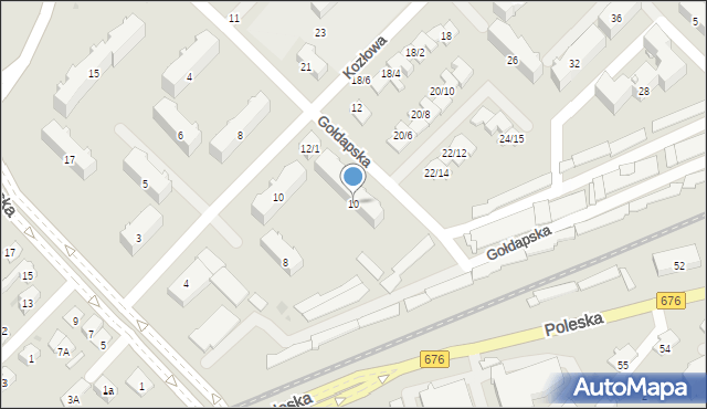 Białystok, Gołdapska, 10, mapa Białegostoku