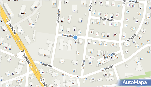 Bielsko-Biała, Góralska, 6, mapa Bielsko-Białej