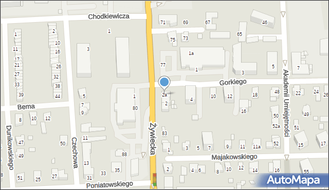 Bielsko-Biała, Gorkiego Maksyma, 2a, mapa Bielsko-Białej