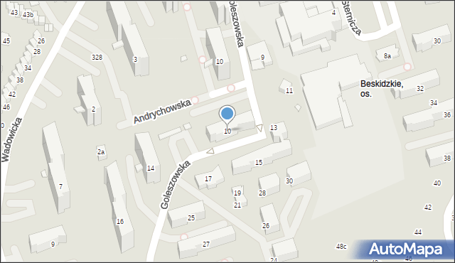 Bielsko-Biała, Goleszowska, 10, mapa Bielsko-Białej