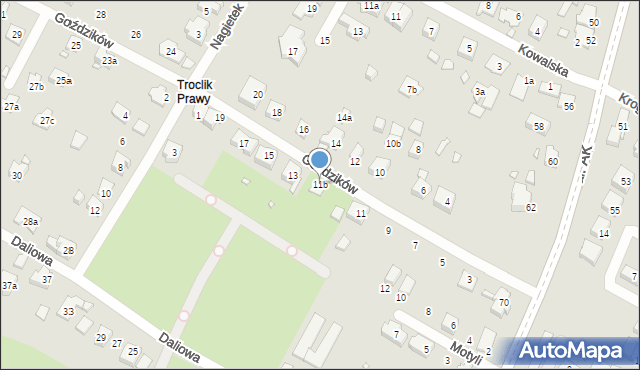 Bielsko-Biała, Goździków, 11b, mapa Bielsko-Białej