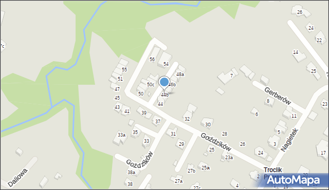 Bielsko-Biała, Goździków, 44b, mapa Bielsko-Białej