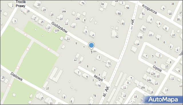 Bielsko-Biała, Goździków, 5, mapa Bielsko-Białej