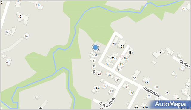 Bielsko-Biała, Goździków, 51, mapa Bielsko-Białej