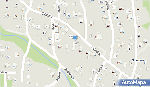 Bielsko-Biała, Górska, 108, mapa Bielsko-Białej