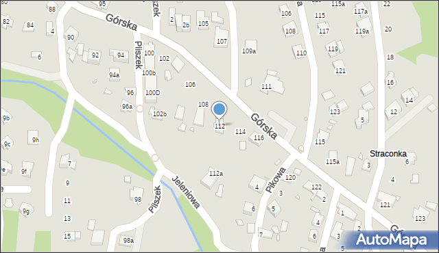 Bielsko-Biała, Górska, 112, mapa Bielsko-Białej