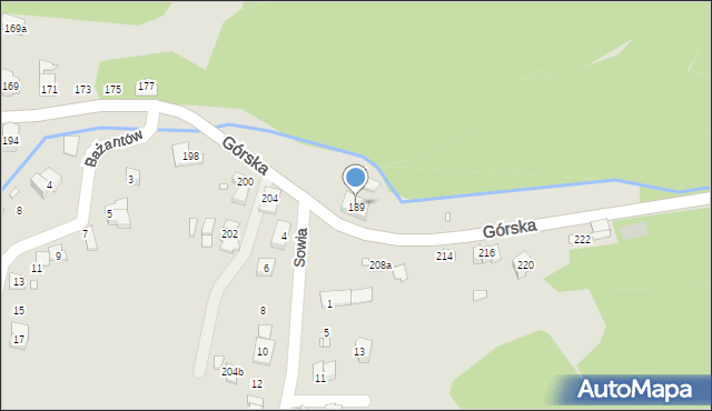 Bielsko-Biała, Górska, 189, mapa Bielsko-Białej
