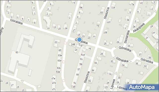 Bolesławiec, Góralska, 24A, mapa Bolesławca