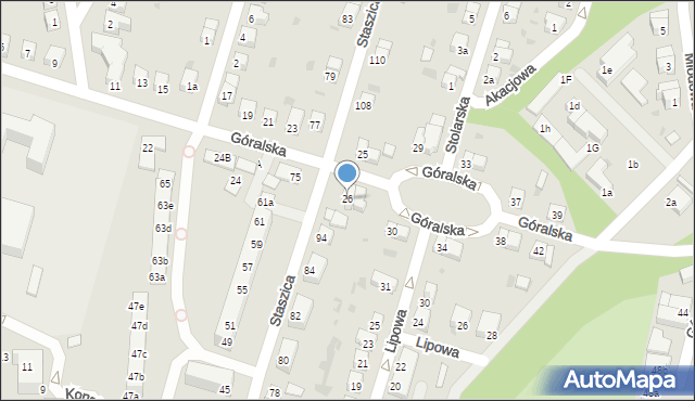 Bolesławiec, Góralska, 26, mapa Bolesławca