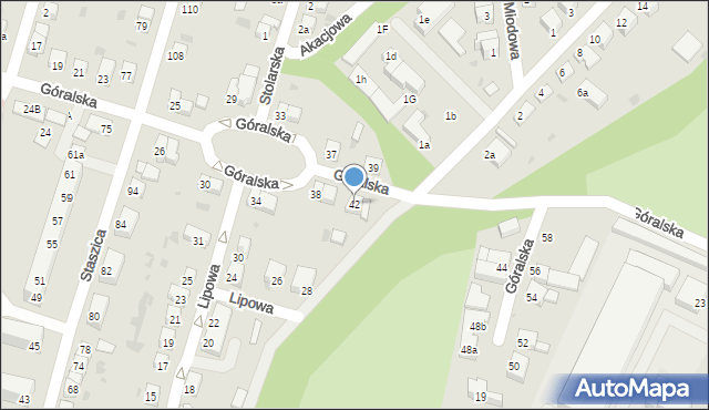 Bolesławiec, Góralska, 42, mapa Bolesławca