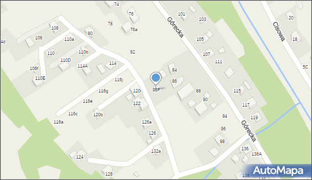 Brenna, Górecka, 98F, mapa Brenna