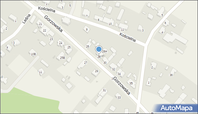 Brzozowiec, Gorzowska, 28, mapa Brzozowiec