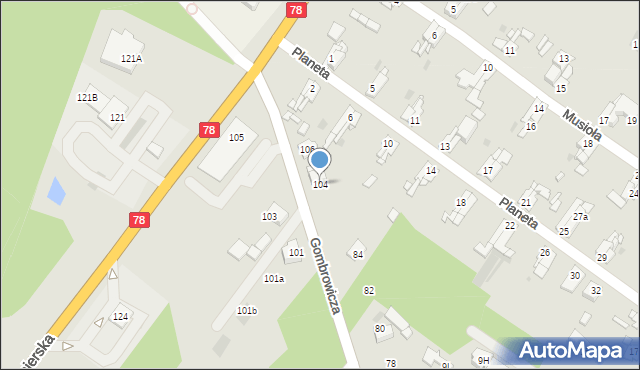 Bytom, Gombrowicza Witolda, 104, mapa Bytomia