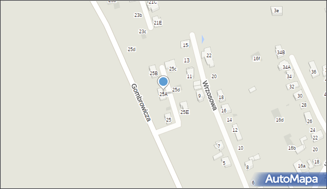 Bytom, Gombrowicza Witolda, 25A, mapa Bytomia