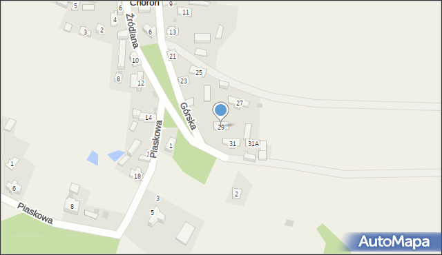 Choroń, Górska, 29, mapa Choroń