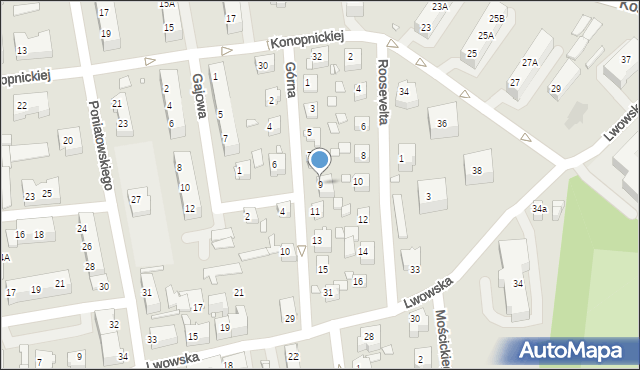 Chorzów, Górna, 9, mapa Chorzów