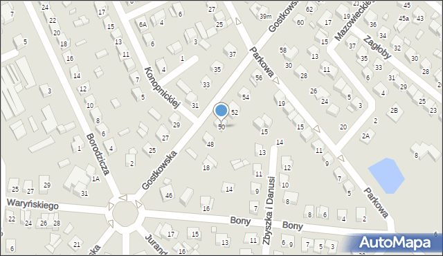 Ciechanów, Gostkowska, 50, mapa Ciechanów