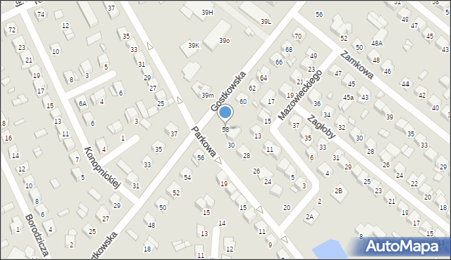 Ciechanów, Gostkowska, 58, mapa Ciechanów