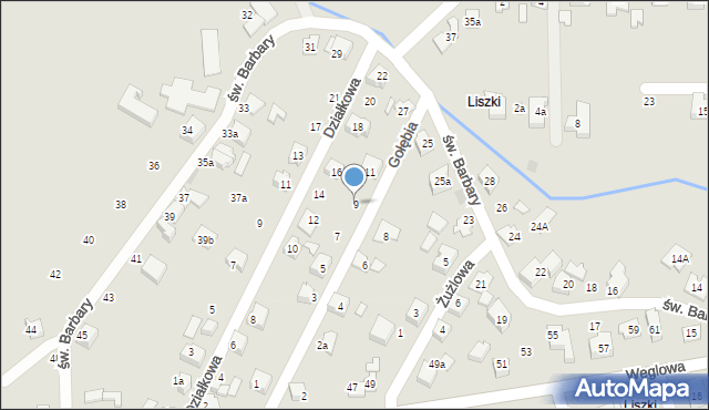 Czechowice-Dziedzice, Gołębia, 9, mapa Czechowic-Dziedzic
