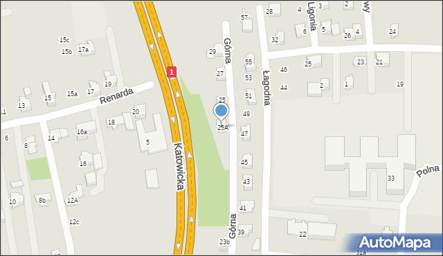 Czechowice-Dziedzice, Górna, 25A, mapa Czechowic-Dziedzic