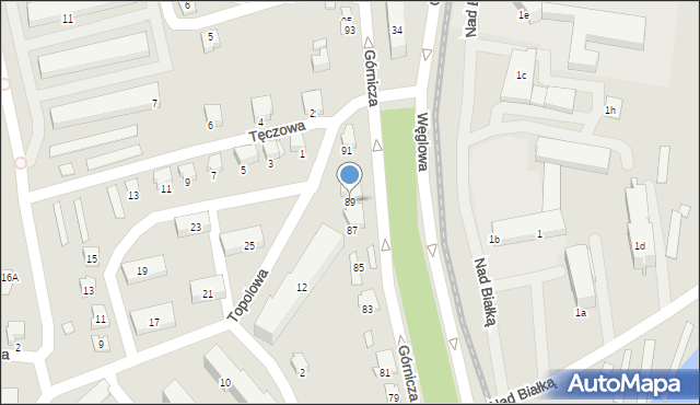Czechowice-Dziedzice, Górnicza, 89, mapa Czechowic-Dziedzic