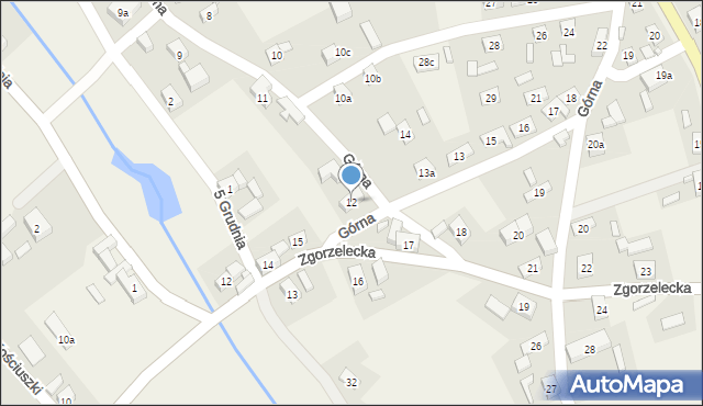 Czerwona Woda, Górna, 12, mapa Czerwona Woda