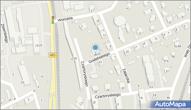 Częstochowa, Godebskiego Cypriana, 20, mapa Częstochowy