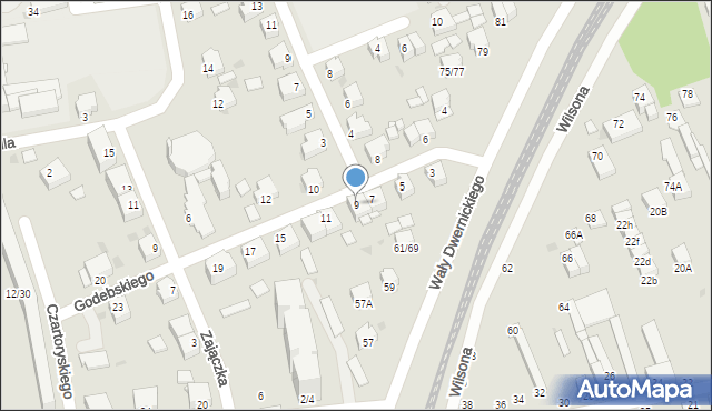 Częstochowa, Godebskiego Cypriana, 9, mapa Częstochowy