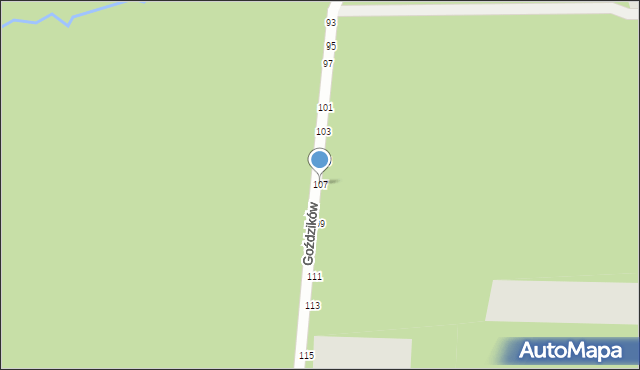 Częstochowa, Goździków, 107, mapa Częstochowy